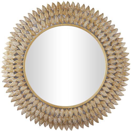 Deco 79 Metal Leaf Room Wall Mirror Radial Entryway Mirror, Wall Mounted Mirror 32" x 1" x 32", Gold