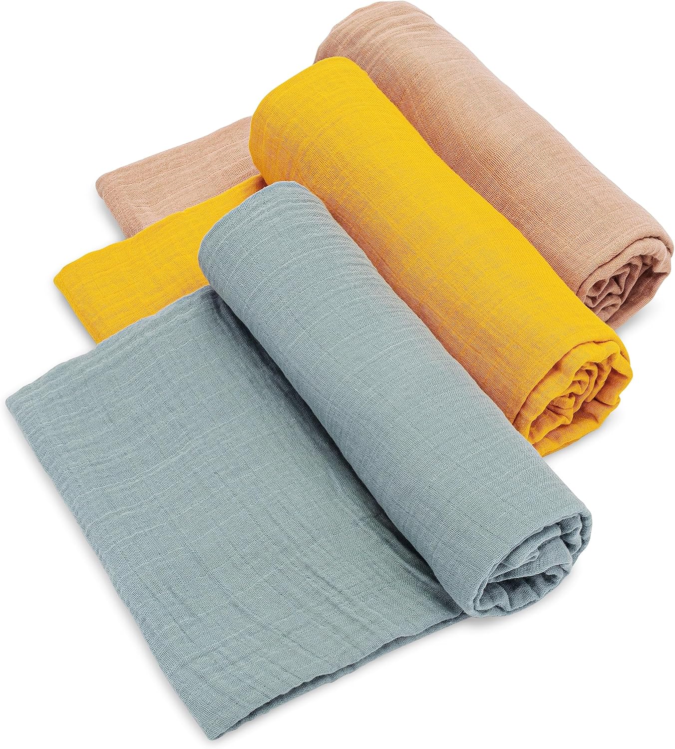 Parker Baby Co. Swaddle Blankets - 100% Cotton Muslin Pack of 3 for Baby Boys & Girls | Unisex Dune Set
