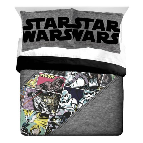 Jay Franco Star Wars Comic Queen Comforter & Sham Set - Kids Super Soft Bedding - Fade Resistant Microfiber (Official Star Wars Product)