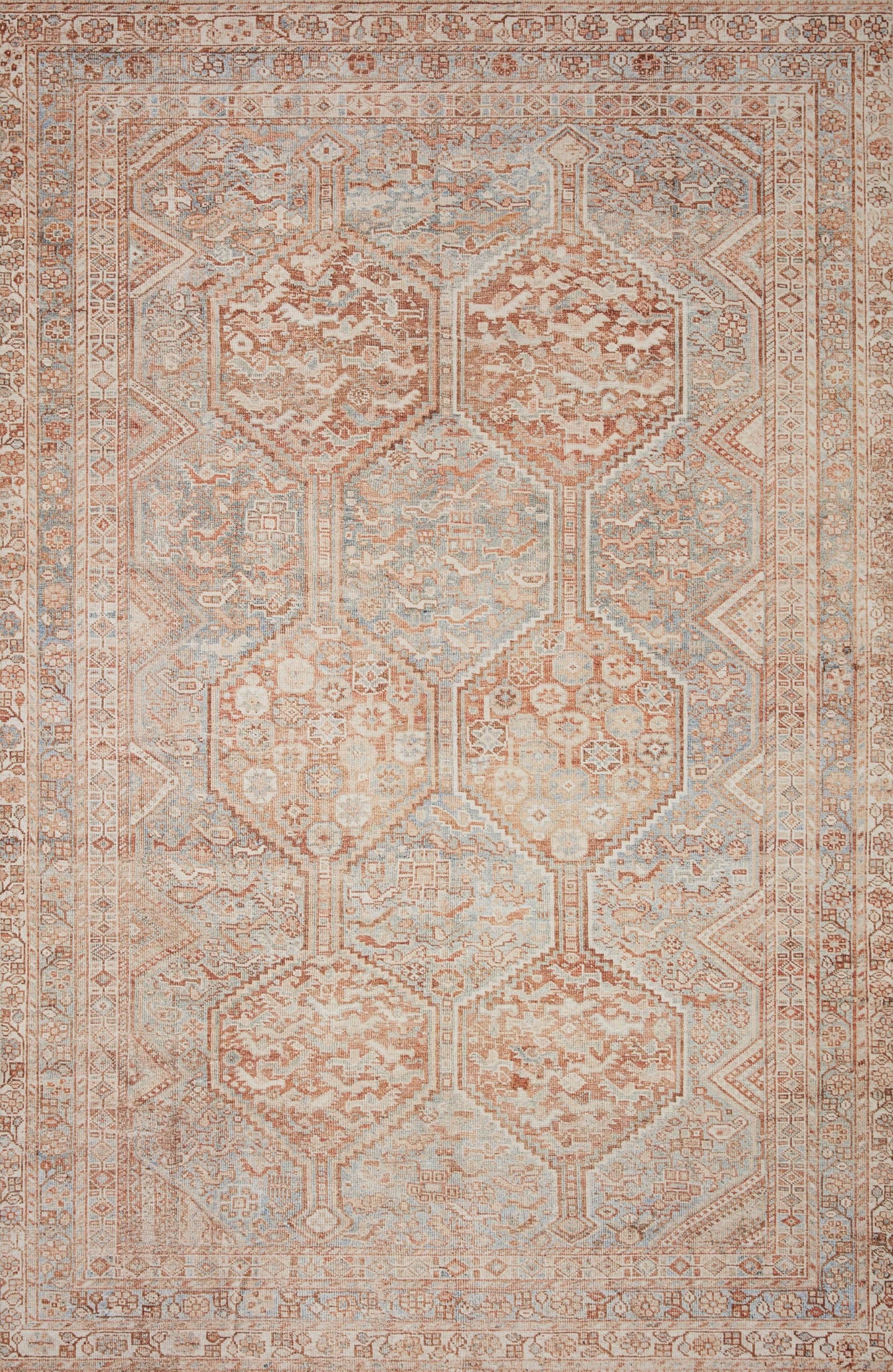 Loloi Chris Loves Julia Jules Collection JUL-04 Tangerine/Mist 2'-3'' x 3'-9'', .13" Pile Height, Accent Rug