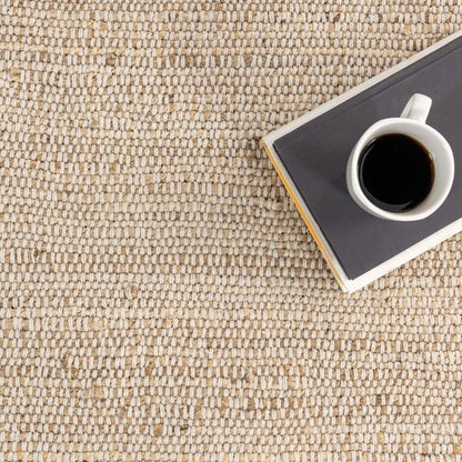 nuLOOM 2'6" x 8' Elfriede Jute & Cotton Hand Woven Area Rug, Natural, Solid Rustic Farmhouse Style, Weaved Design, Natural Fiber, For Bedroom, Living Room, Dining Room, Hallway, Office, Entryway