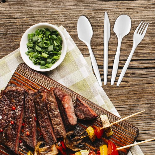 [400 Count] Settings Plastic White Forks, Practical Disposable Cutlery, Great for Thanksgiving Home, Office, School, Party, Picnics, Restaurant, Take-Out Fast Food, Outdoor Events, Or Every Day Use,