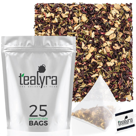 Tealyra - Flat Belly Detox - 25 Bags - Fennel - Peppermint - Hibiscus - Wellness Herbal Loose Leaf Tea - Cleanse Tea - Caffeine Free - Pyramids Style Sachets…