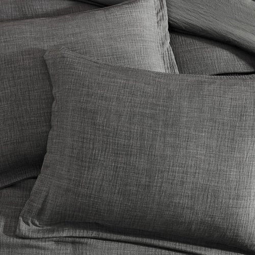 Geniospin Full Comforter Set - 7 Pieces Comforter Full Size, Solid Bedding Sets for All Season, Textured Bed in a Bag with Flat Sheet and Fitted Sheet, Pillowcases and Shams (Grey, 80''x90'')
