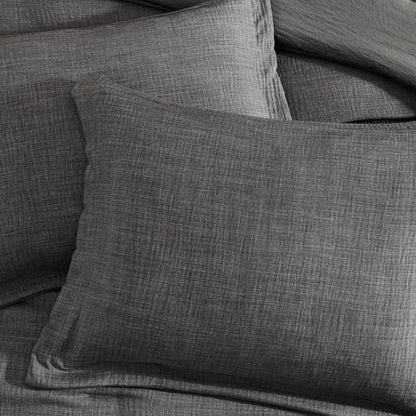 Geniospin Full Comforter Set - 7 Pieces Comforter Full Size, Solid Bedding Sets for All Season, Textured Bed in a Bag with Flat Sheet and Fitted Sheet, Pillowcases and Shams (Grey, 80''x90'')