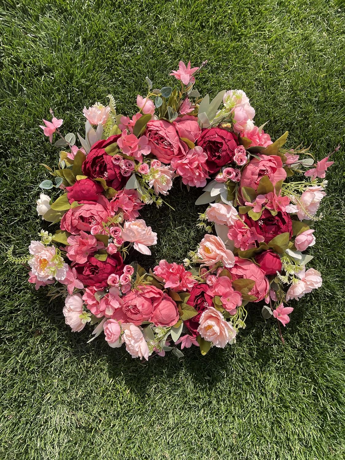 Peony Wreaths - 24 Inch Large Spring Wreath for Front Door | Lush Handmade Outdoor Decor