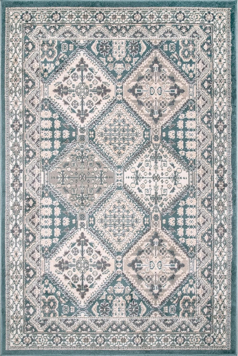 nuLOOM 3x5 Becca Traditional Tiled Area Rug - Faded Blue Design, Stain Resistant | Perfect for Any Room