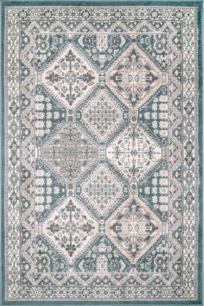 nuLOOM 3x5 Becca Traditional Tiled Area Rug - Faded Blue Design, Stain Resistant | Perfect for Any Room