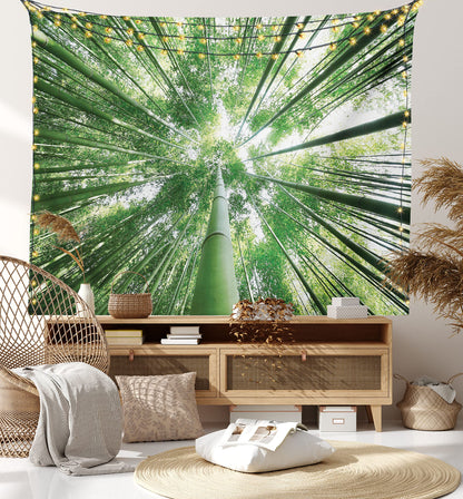 Ambesonne Forest Tapestry, Tropical Rain Forest Tall Trees in Exotic Style Nature Theme Image Sky from Woodland, Wide Wall Hanging for Bedroom Living Room Dorm, 60" X 40", Green