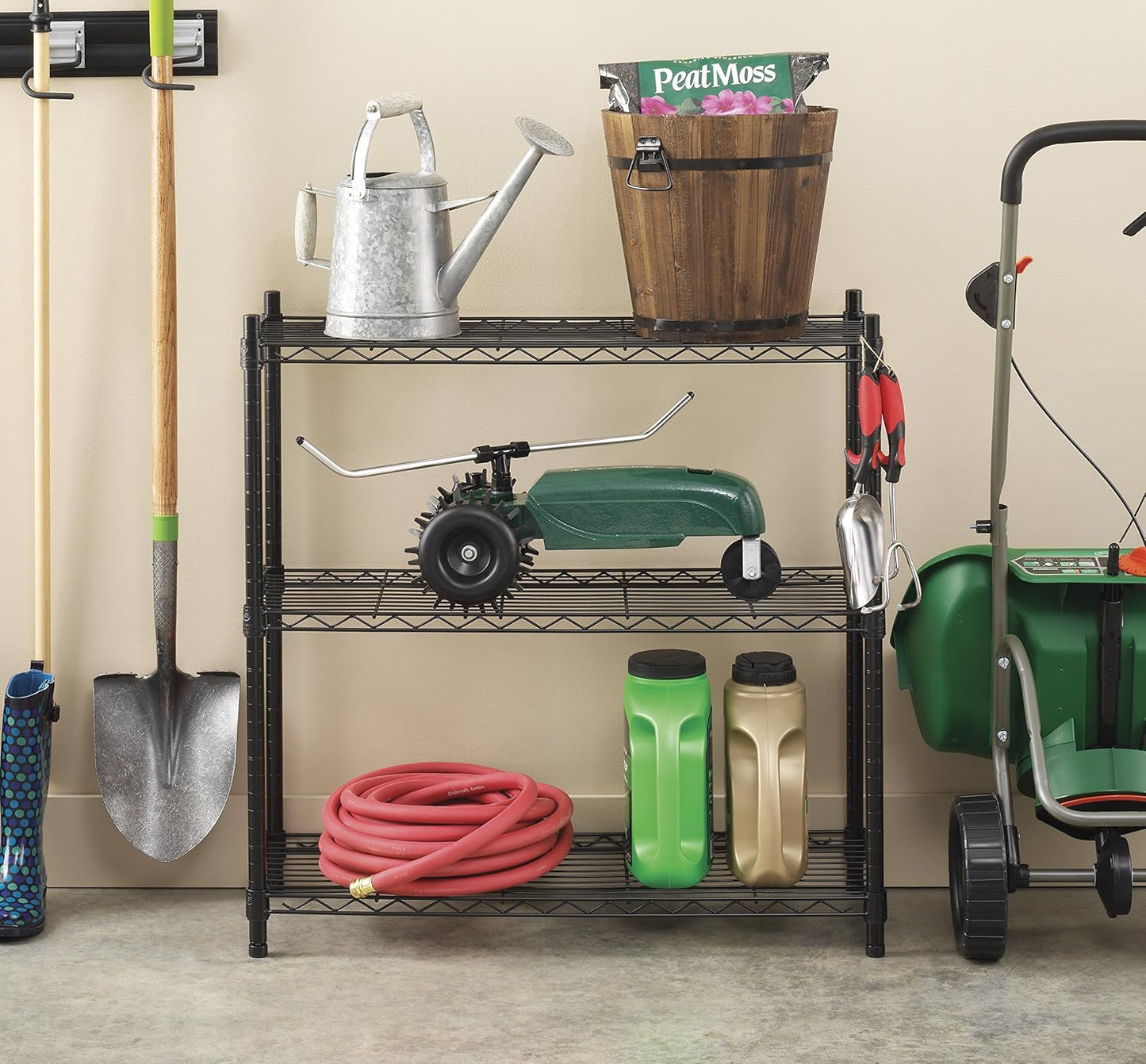 Whitmor 3 Tier Shelving Unit - Heavy Duty Metal Storage Shelves | 400 lbs Capacity Per Shelf, Adjustable, Black, 36"L x 14"W x 36"H