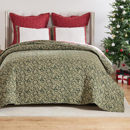 Holiday 3-Piece King/Cal King Cotton Quilt Set - Christmas Tree Pattern by Greenland Home Fashions - Variation Holiday+3-Piece King/Cal King