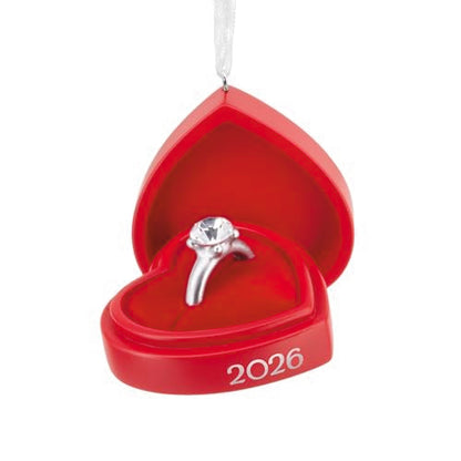 Engagement Ring Christmas Ornament 2026 - Red Box Holiday Decor