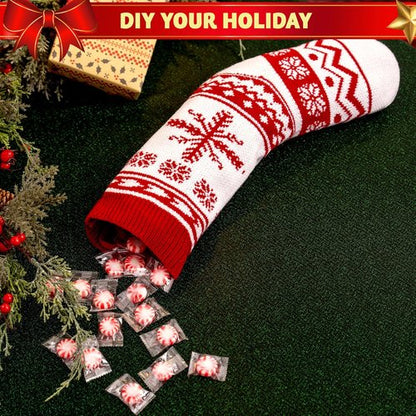 JOYIN 6 Pack Christmas Knit Stockings - Large Rustic Yarn Design with Snowflakes & Reindeer for Holiday Decor