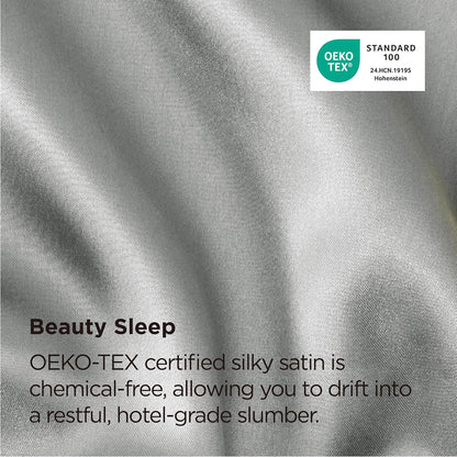 Bedsure Satin Pillowcase Set of 2 - Silver Grey for Hair & Skin | King Size 20x36 Inches, Envelope Closure