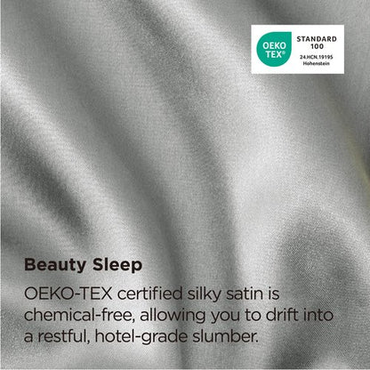 Bedsure Satin Pillowcase, Similar to Silk Pillow Cases Queen Size Set of 2, Cooling Pillow Case Covers with Envelope Closure, Room Decor Gifts for Women Men, Silver Grey, 20x30 Inches, 2pcs