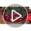 Black Burlap Christmas Tree Skirt with White Snowflakes - 23 Inch