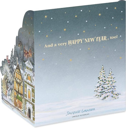 American Greetings 3D Christmas Card - Magic Moments Winter Village Scene by Jacquie Lawson | Holiday Cheer
