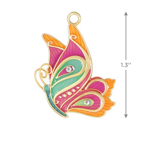 Miniature Christmas Ornament 2024 Petite Paisley Butterfly Metal Gift for Her