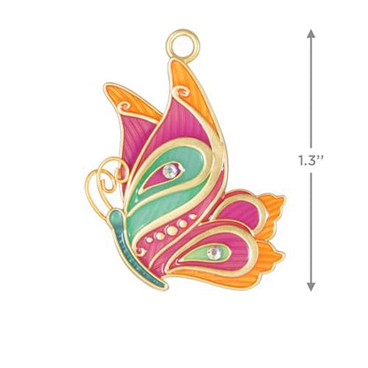 Miniature Christmas Ornament 2024 Petite Paisley Butterfly Metal Gift for Her