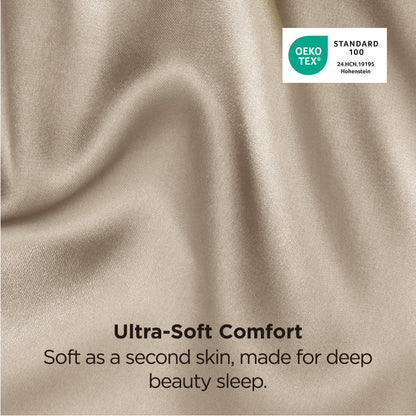 Bedsure Satin Pillowcase 2 Pack Similar to Silk Pillow Cases Standard Size, Pillow Case for Sleeping Women with Envelope Closure, Gifts for Women Men, Khaki, 20x26 Inches, 2pcs