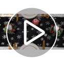 Fur Christmas Table Runner with Silver Sequin Snowflakes - Black, 13 x 108 Inches - Holiday Home Decor