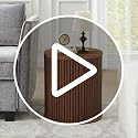 Round Fluted Side Table Set of 2 - Natural, 15.7"D x 15.7"W x 23.6"H, Mid-Century Modern Wooden Nightstands