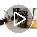 Small Resin Water Fountain with LED Lights - Desktop Indoor Waterfall