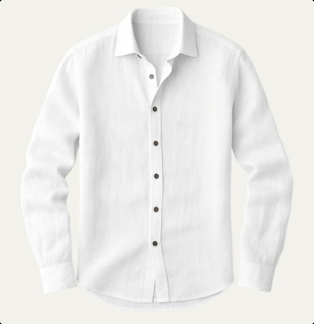 Men?s stylish solid-color long-sleeve button-down shirt