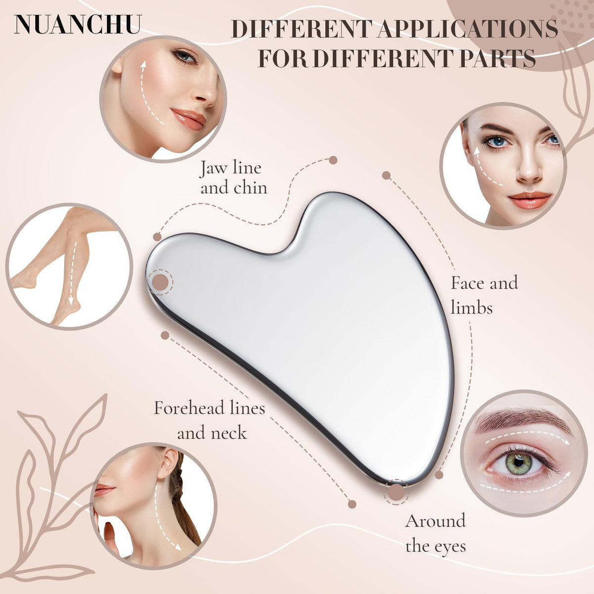 Stainless Steel Gua Sha Board Facial Body Massager Tool