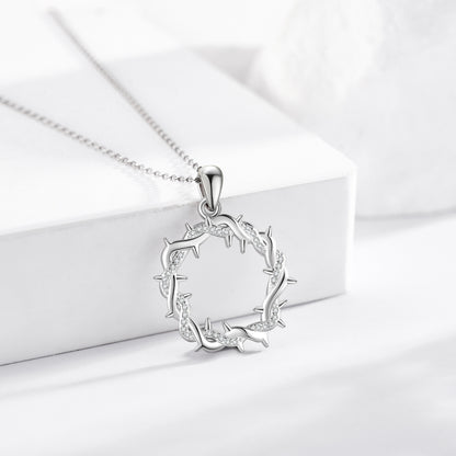 Diamond-Encrusted Thorn Ring Necklace