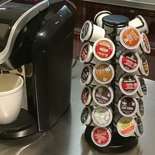 K Cups Holder,K Cup Carousel, Coffee Pods Storage Organizer Stand,Comes All in One Piece,No Assembly Required,1 Count,Black (Capacity of 40 Pods, Black)