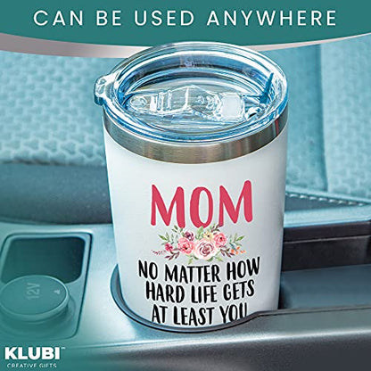 KLUBI Mom Birthday Gifts Funny - Mom No Matter What/Ugly Children 20oz Travel Mug/Tumbler for Coffee - Happy Mothers Day Gift Idea for Best Mother, Valentines Day, Presents, Moms, From Son